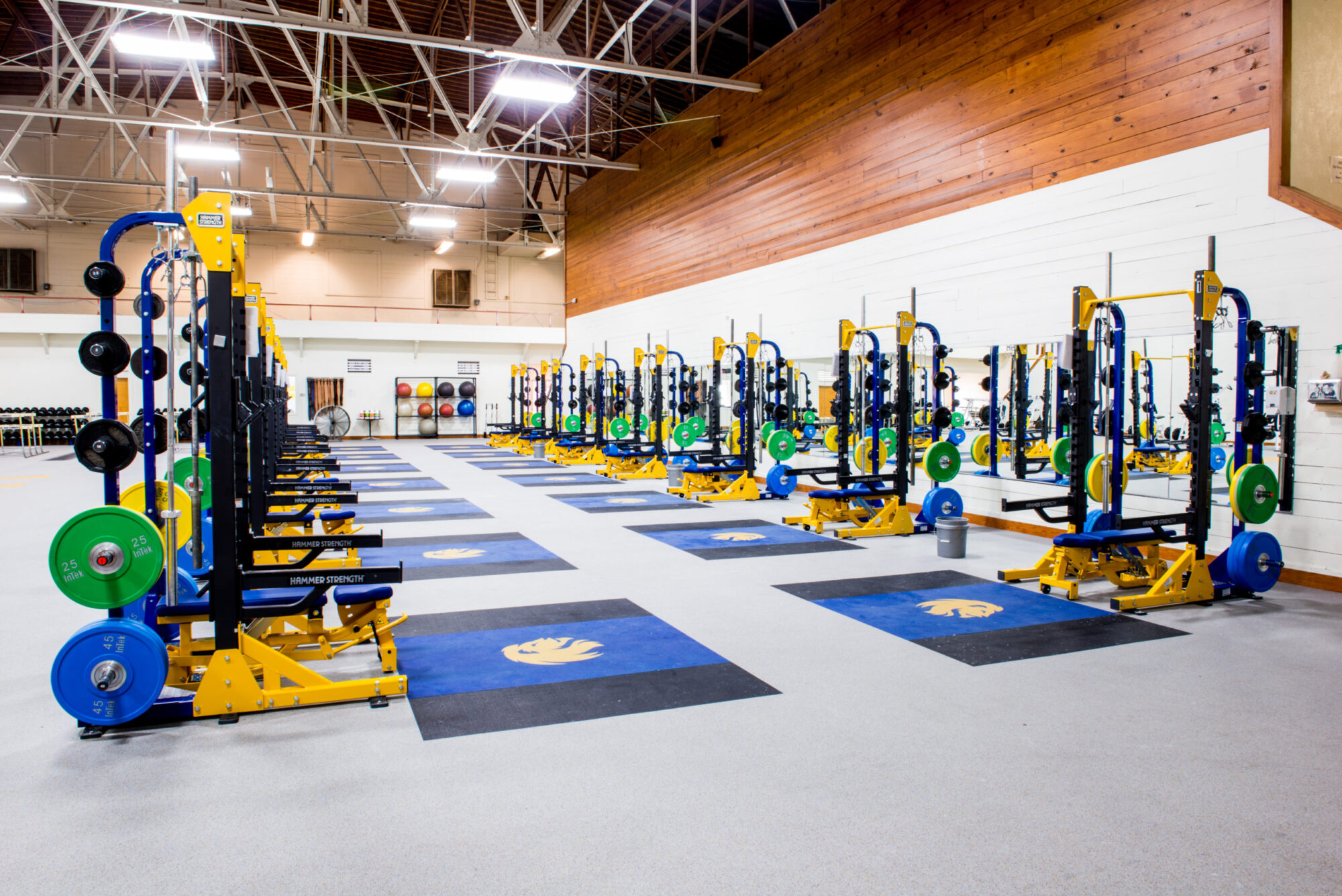 Weight lifting and workout facilities.