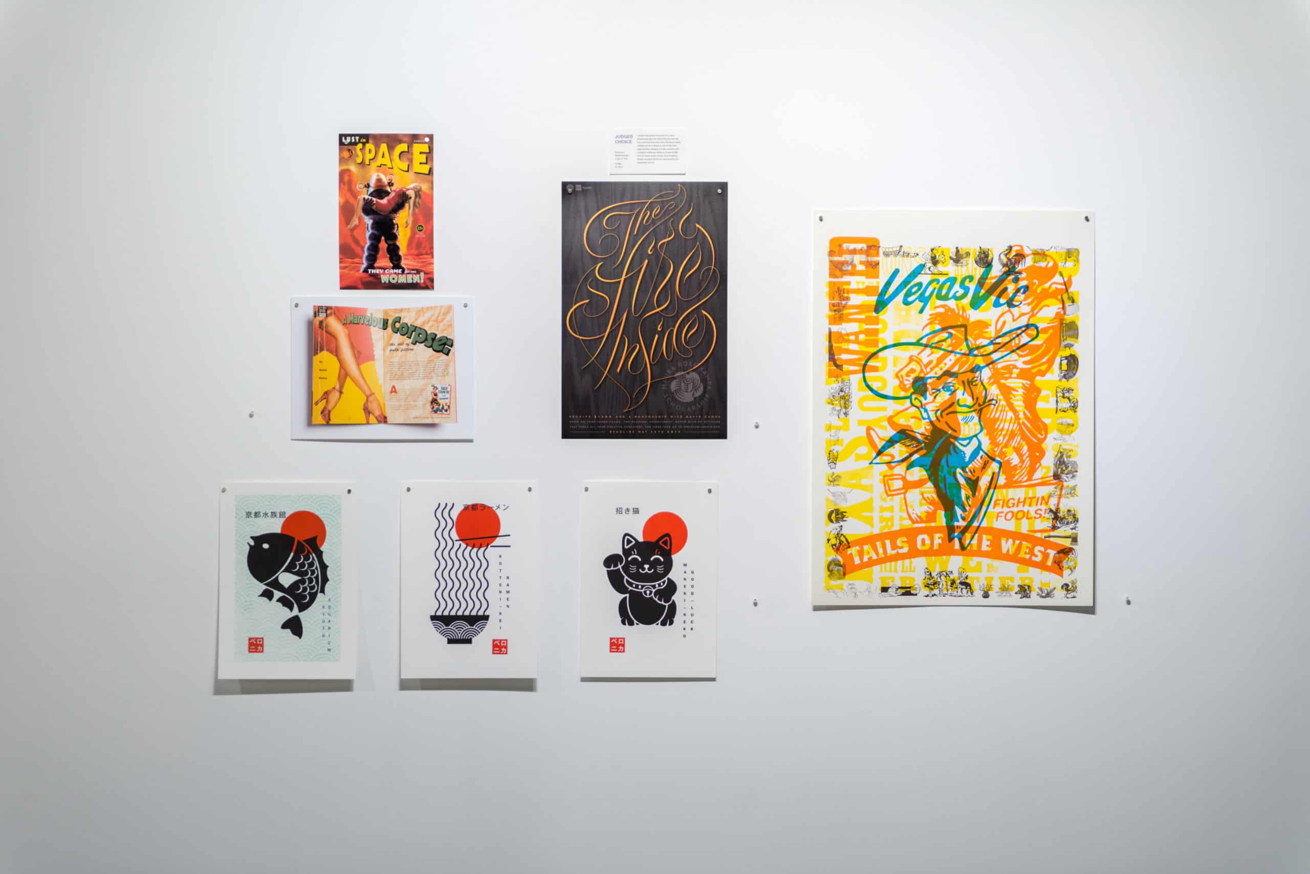 Several visual communication pieces on exhibit.