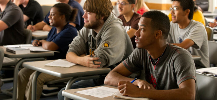 Criminal justice students in a classroom.