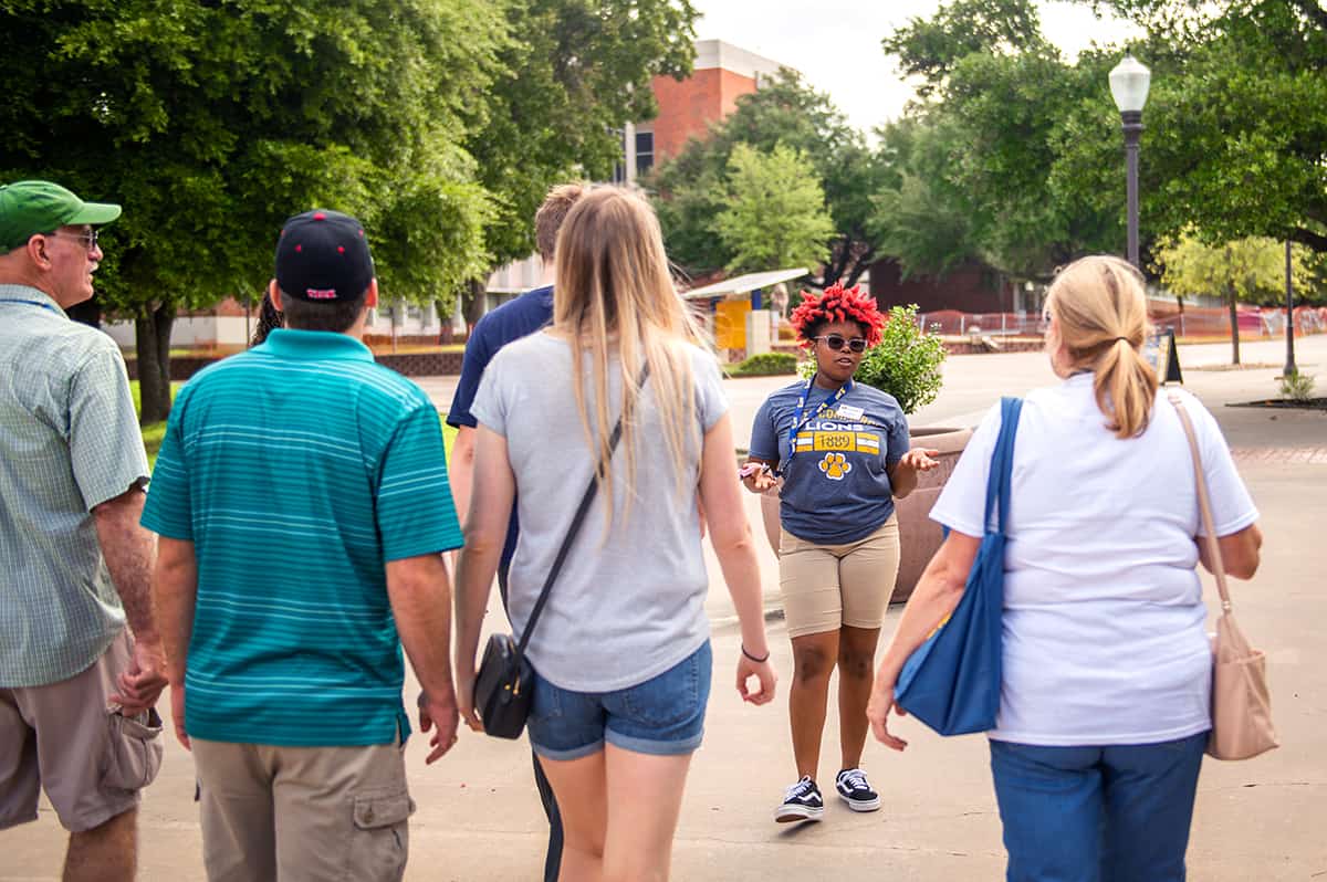 Student giving campus tour.