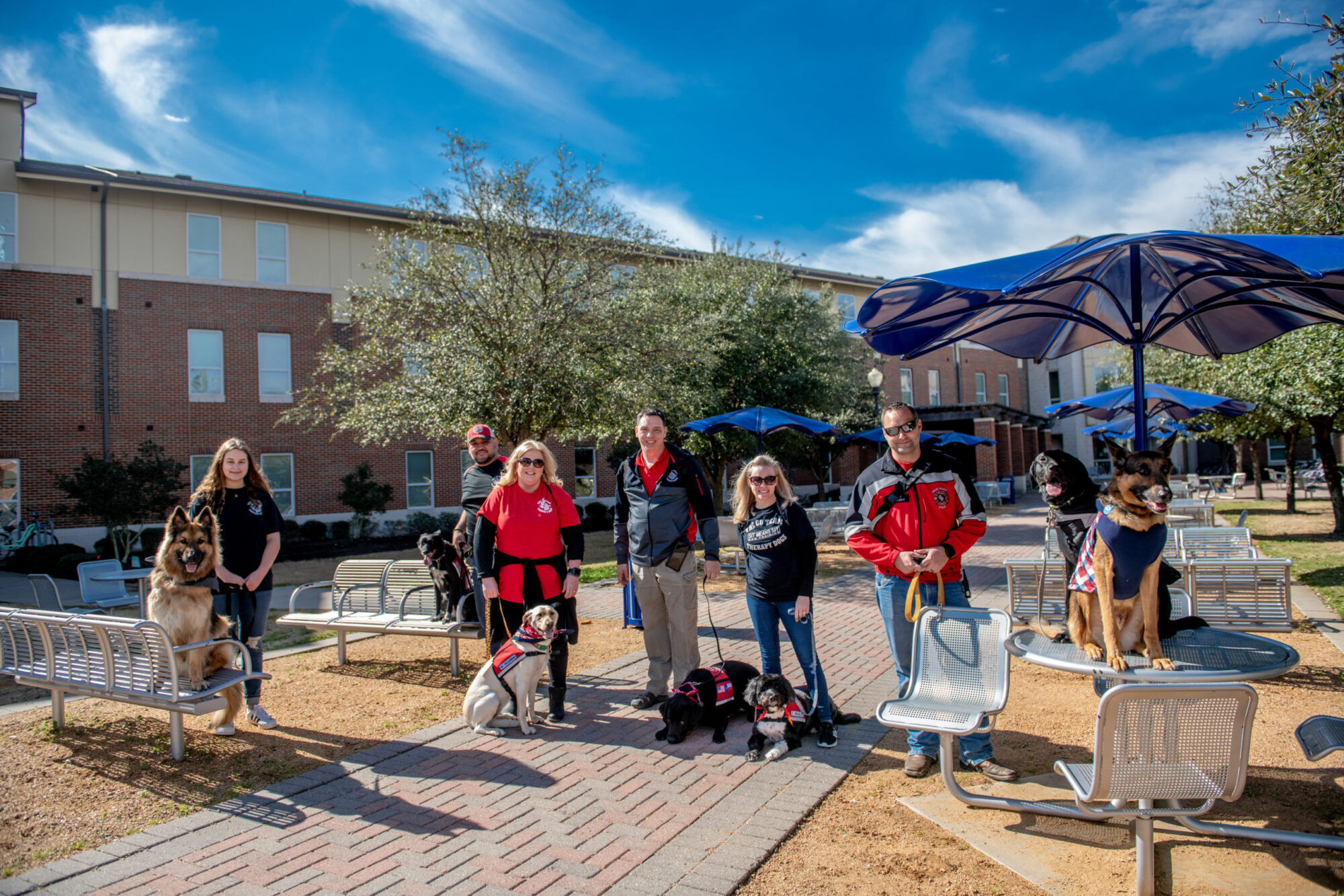 Members of the Go Team therapy dog group visited the A&M-Commerce campus last month