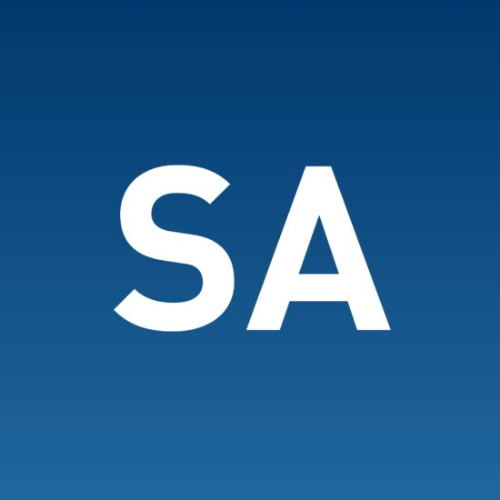 S and A white letter