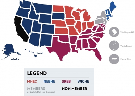 NC-SARA membership allows East Texas A&M to conduct limited activities in the indicated member states.