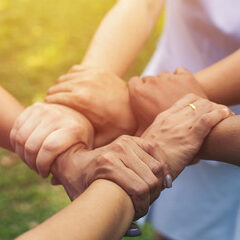 together collaborate of hands teamwork in meeting room office