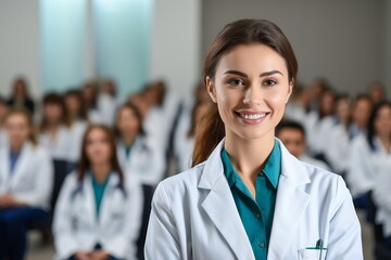 Portrait Diverse Medical Team at Seminar: Learning and Success