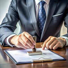 Person using a wax seal on a certificate