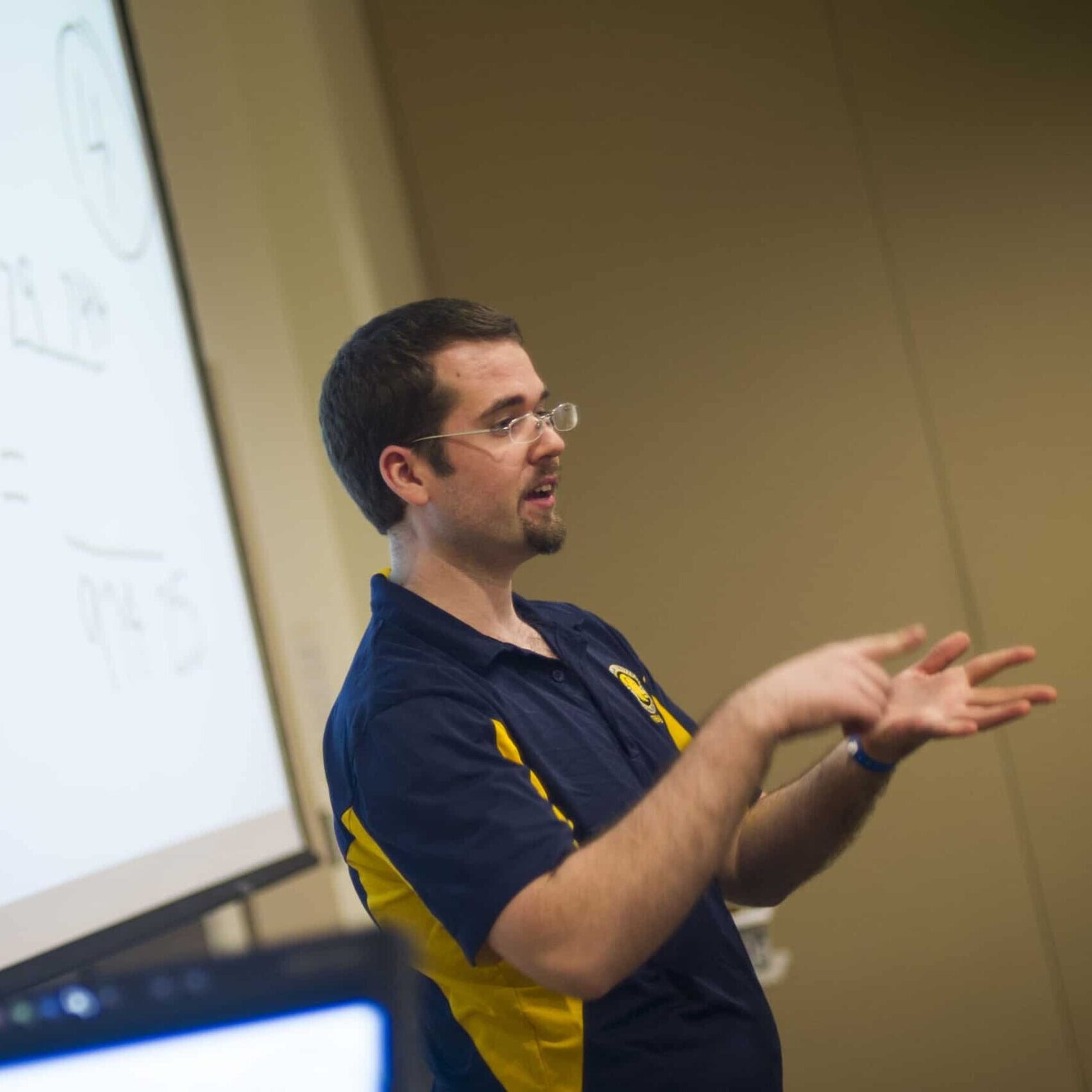 Math instructor lecturing