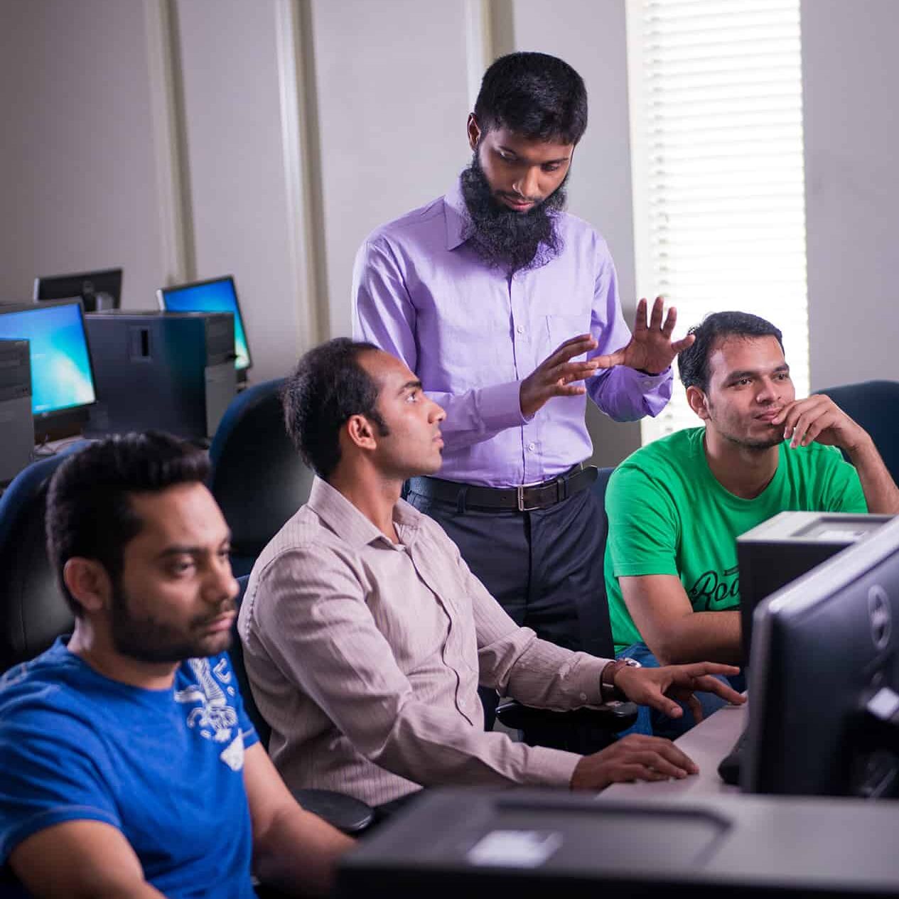 Professor explaining to students