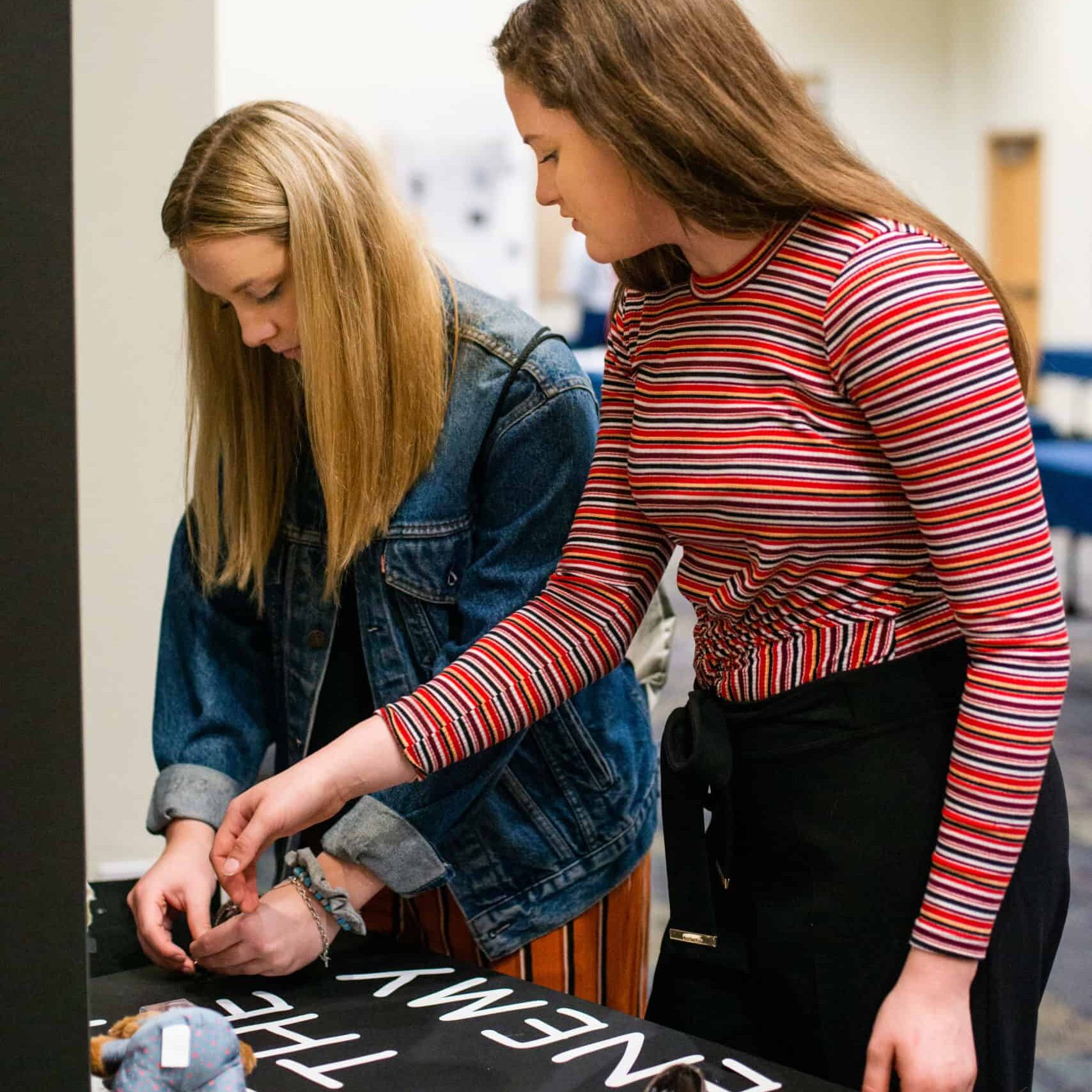 Students participating in a history competition.