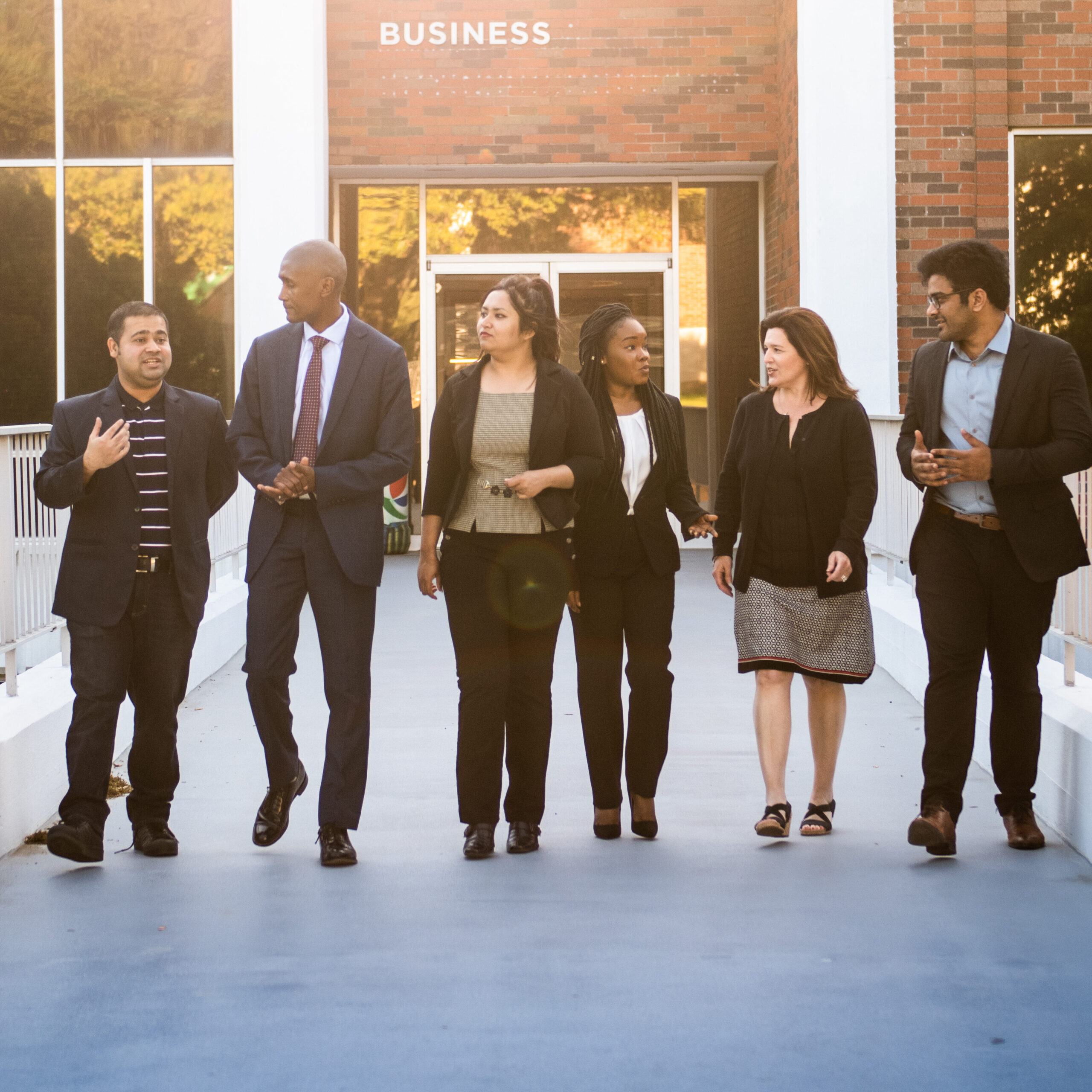 Students walk out of the McDowell Administration building