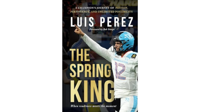 A promotional image of a book by Luis Perez titled "The Spring King"