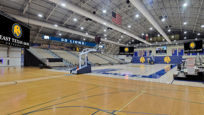 The inside of a university gymnasium.