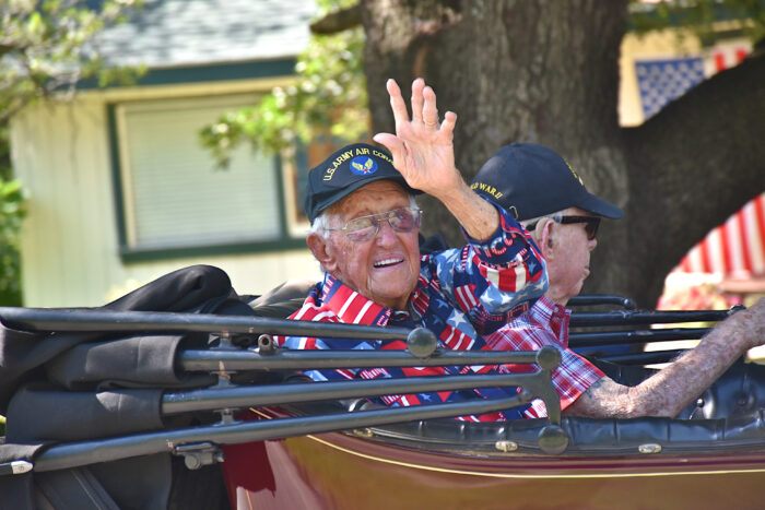 A man waving
