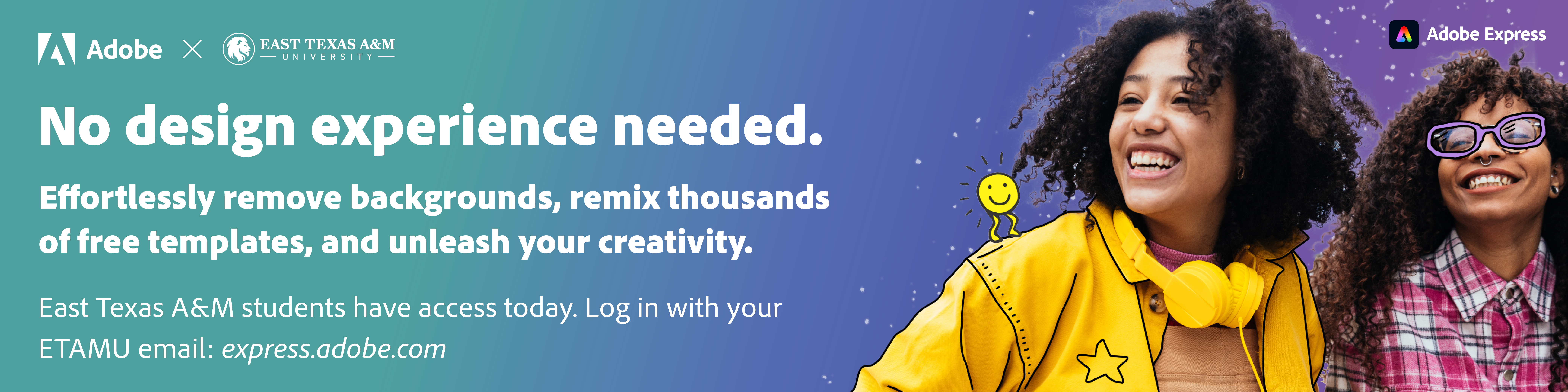 Promotional banner for Adobe Express