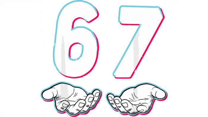 The numbers 6 and 7 above a pair of hands.