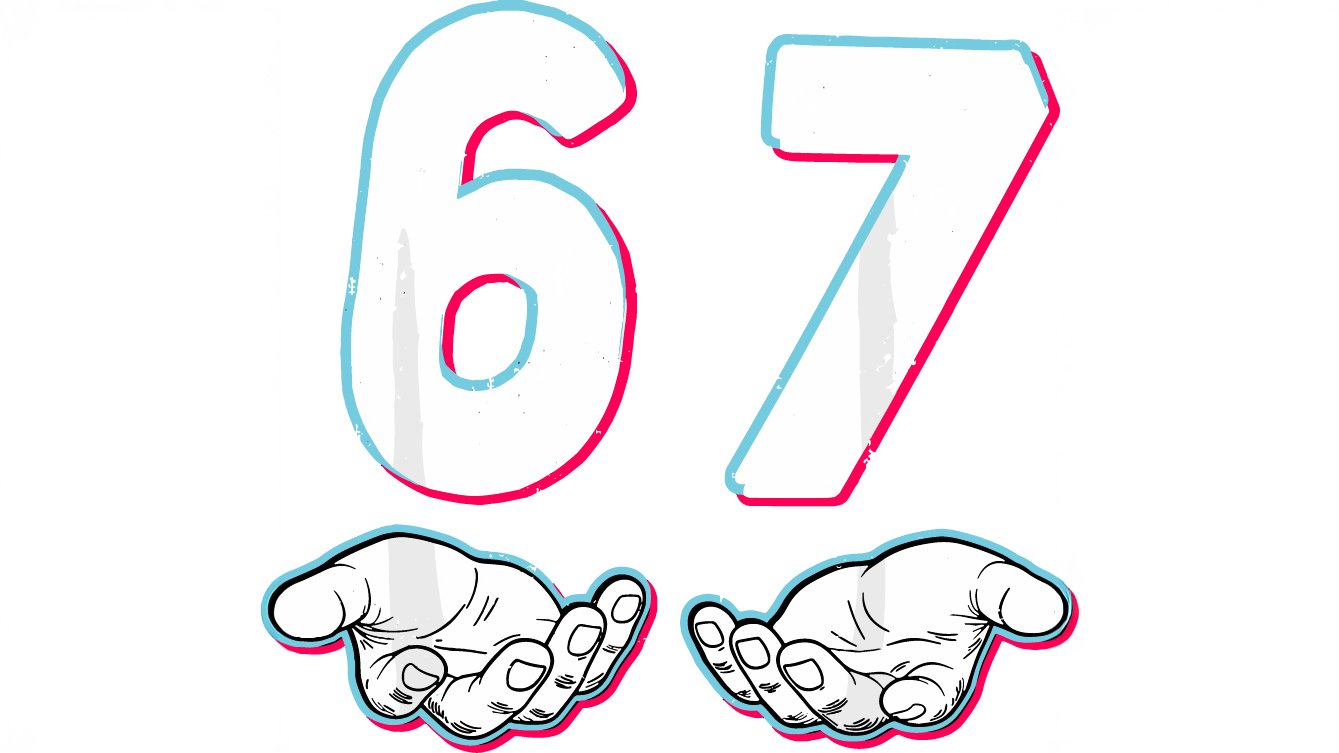 The numbers 6 and 7 above a pair of hands.