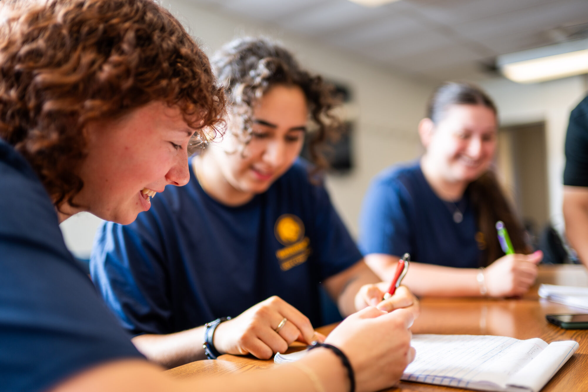 Mathematics students studying