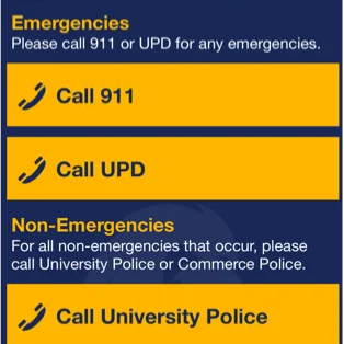 Screenshot of of Emergency Contacts page in the Lion Safe App.