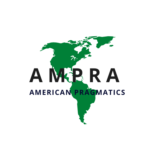 Logo for the American Pragmtics (AMPRA) conference showing a green drawing of North and South America on a white background.