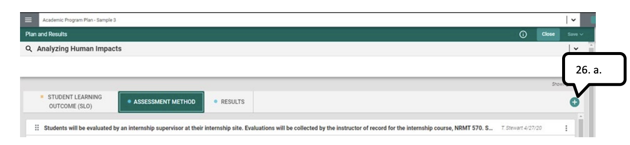 Image of step 26. a. of Adding or Updating SLO Goal and Assessment Method