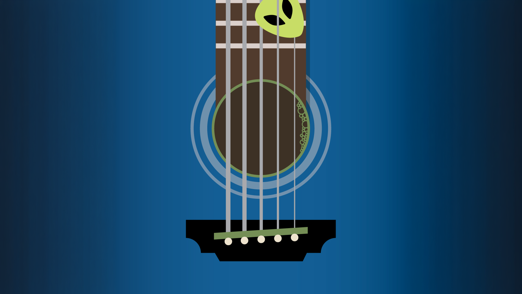 A graphic of an acoustic guitar on a blue background.